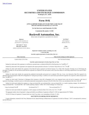 Rockwell Automation, Inc. (Exact Name of Registrant As Specified in Its Charter)