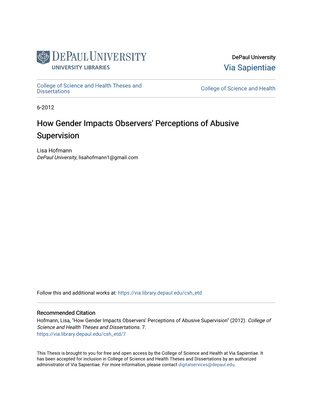 How Gender Impacts Observers' Perceptions of Abusive Supervision