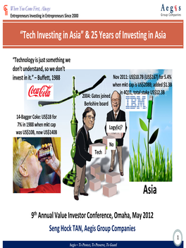 Tech Investing in Asia” & 25 Years of Investing in Asia