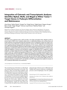 Integration of Cistromic and Transcriptomic Analyses Identifies