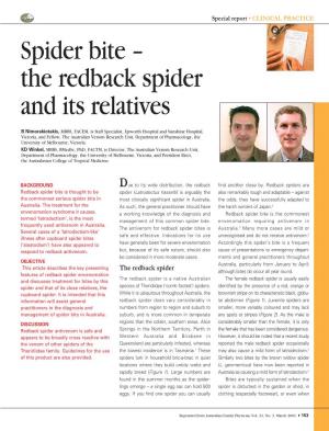 Spider Bite – the Redback Spider and Its Relatives