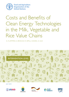 Costs and Benefits of Clean Energy Technologies in the Milk, Vegetable and Rice Value Chains
