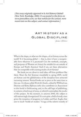 Art History As a Global Discipline James Elkins