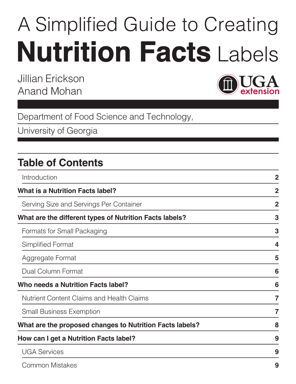 A Simplified Guide to Creating Nutrition Facts Labels Jillian Erickson Anand Mohan