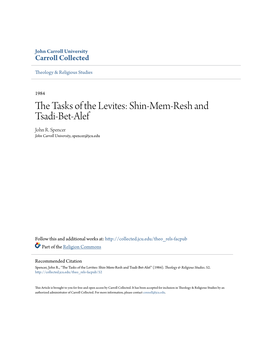 The Tasks of the Levites: Shin-Mem-Resh and Tsadi-Bet-Alef
