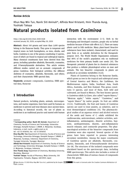 Natural Products Isolated from Casimiroa