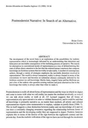Postmodernist Narrative: in Search of an Altemative