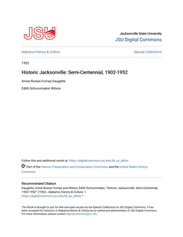 Historic Jacksonville: Semi-Centennial, 1902-1952