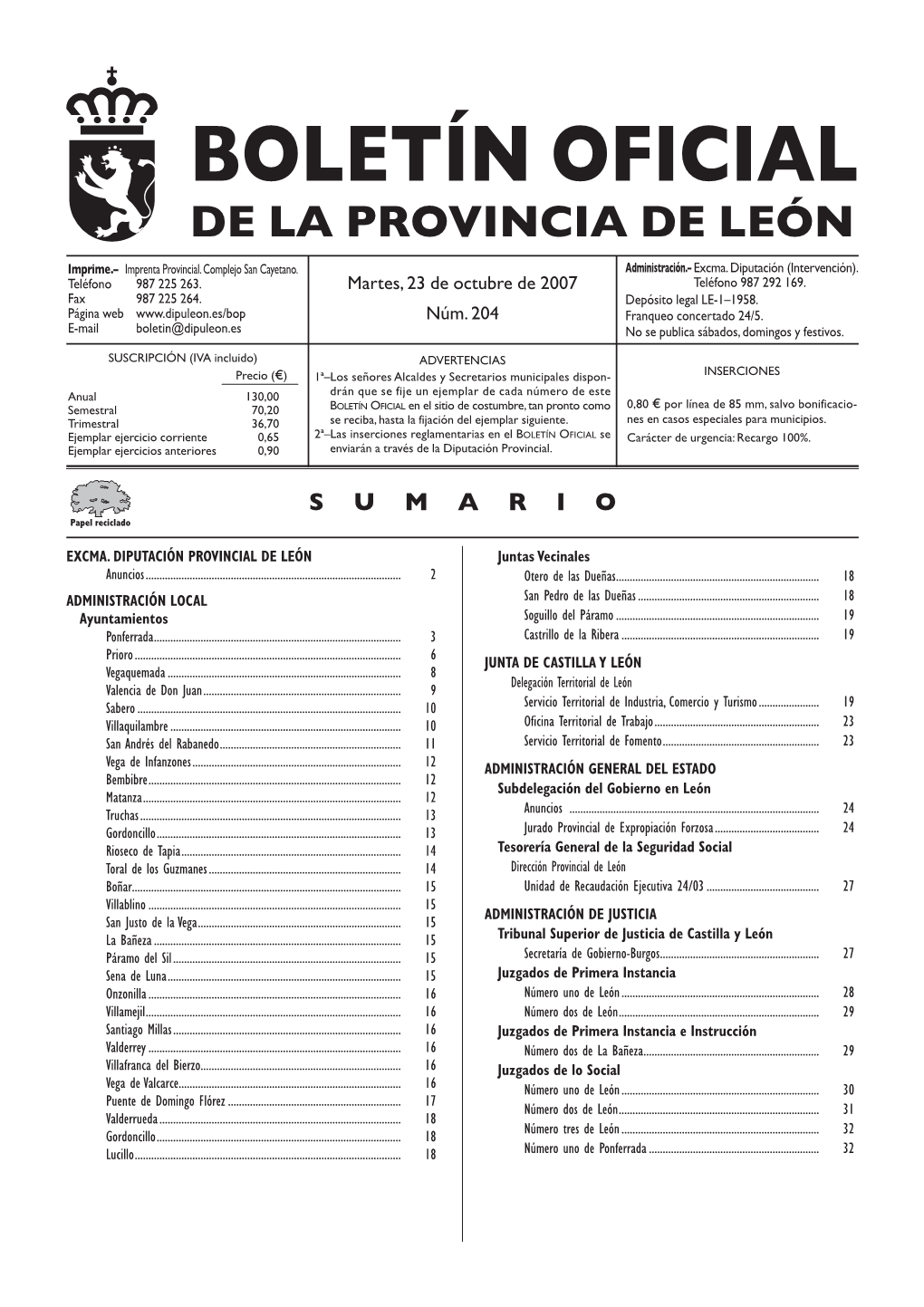 Boletín Oficial De La Provincia De León