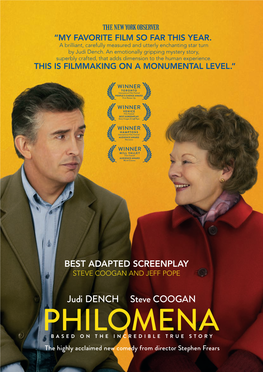 PHILOMENA' a Screenplay by Steve Coogan and Jeff Pope Based on the Book by Martin Sixsmith