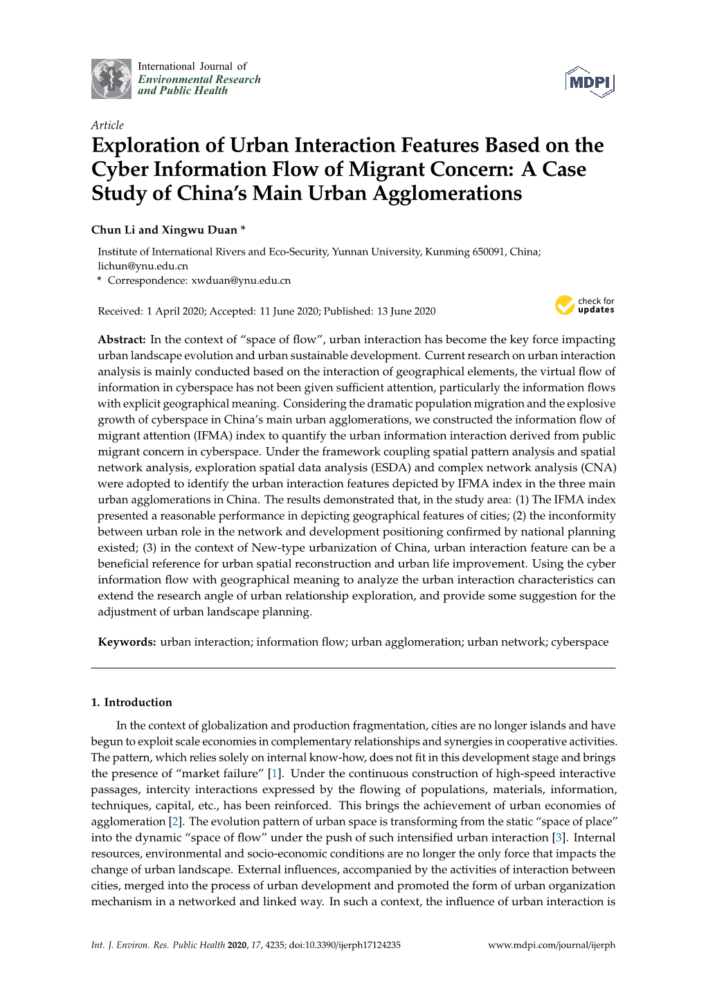 Exploration of Urban Interaction Features Based on the Cyber Information Flow of Migrant Concern: a Case Study of China’S Main Urban Agglomerations