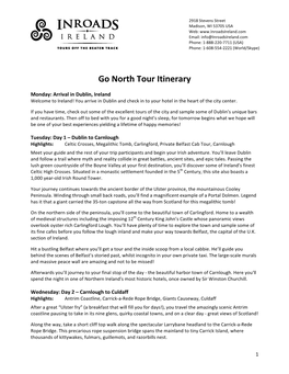 Go North Tour Itinerary