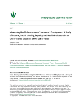 A Study of Income, Social Mobility, Equality, and Health Indicators in an Under-Looked Segment of the Labor Force