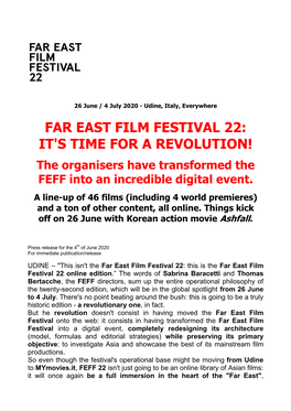 Far East Film Festival 22: It's Time for a Revolution!