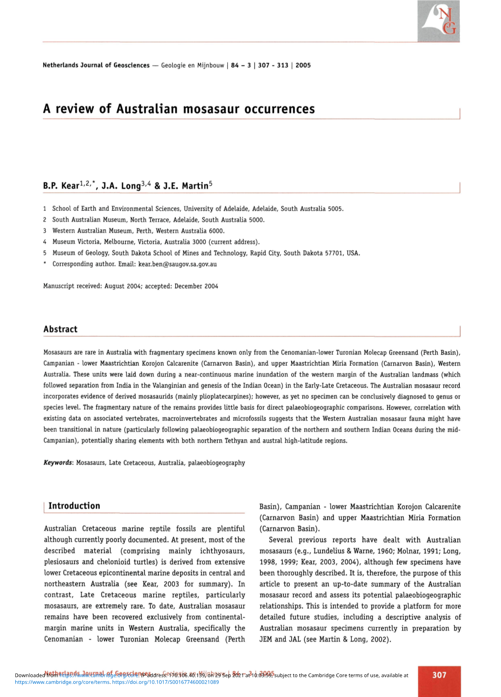 A Review of Australian Mosasaur Occurrences