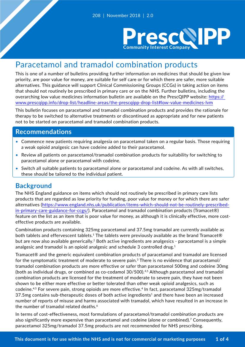 208. Paracetamol and Tramadol Combination Products 2.0.Pdf