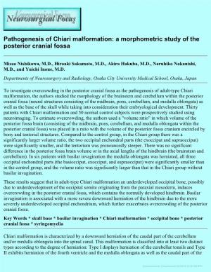 Pathogenesis of Chiari Malformation: a Morphometric Study of the Posterior Cranial Fossa