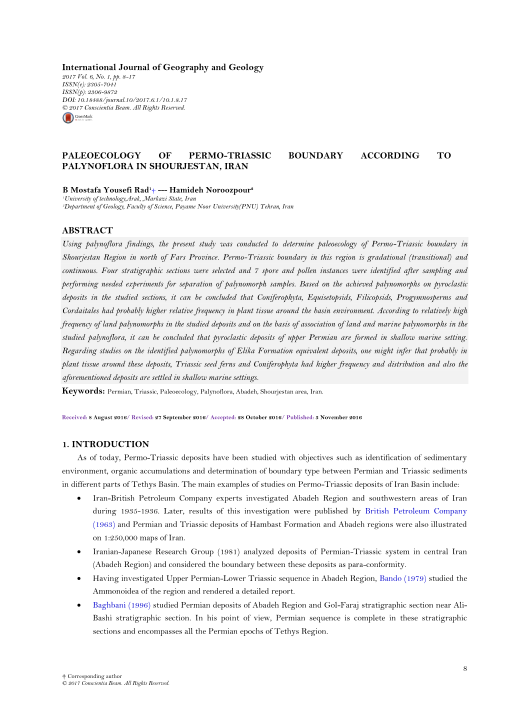 Paleoecology of Permo-Triassic Boundary According to Palynoflora in Shourjestan, Iran