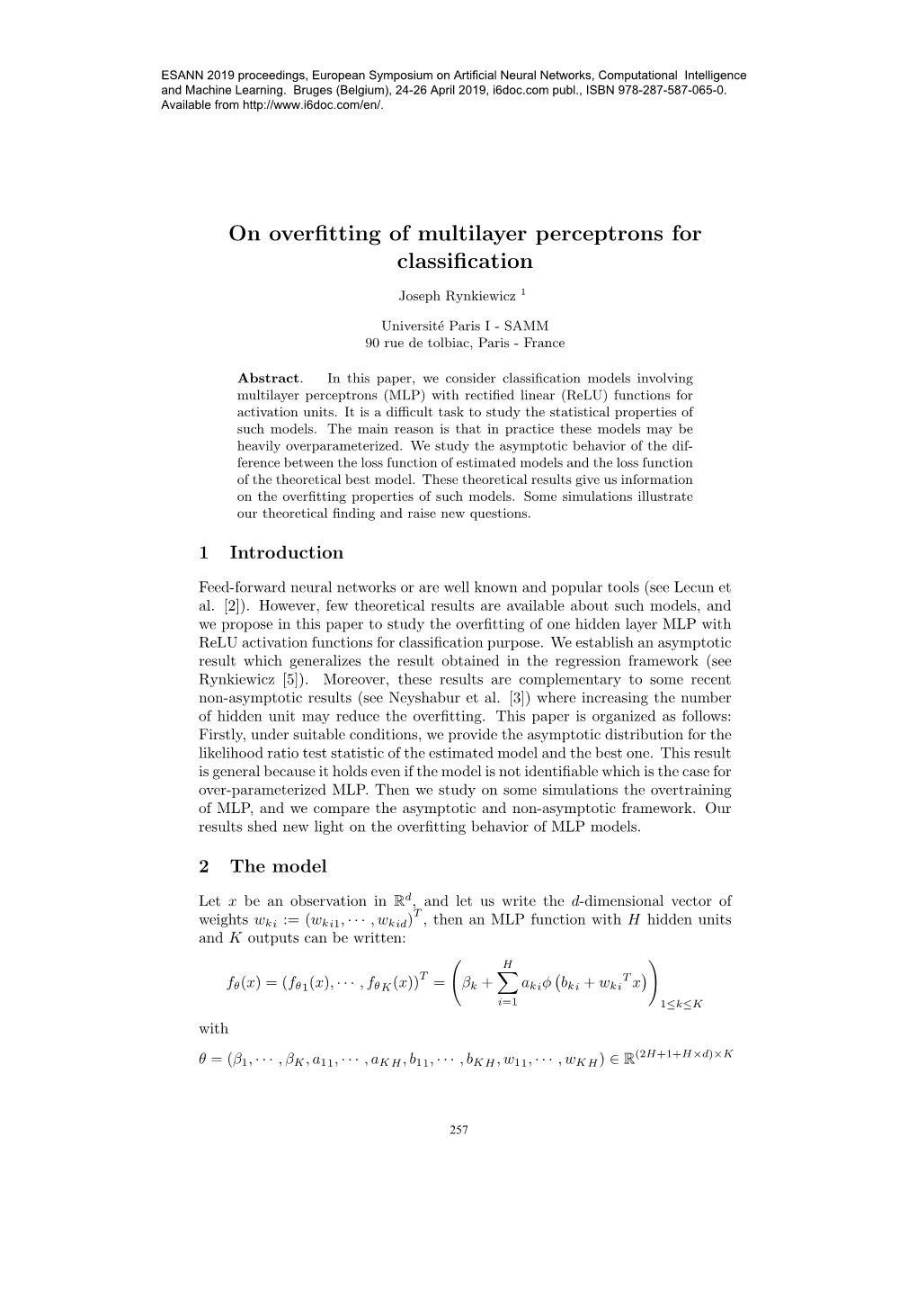 On Overfitting of Multilayer Perceptrons for Classification
