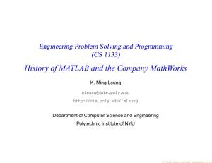 History of MATLAB and the Company Mathworks