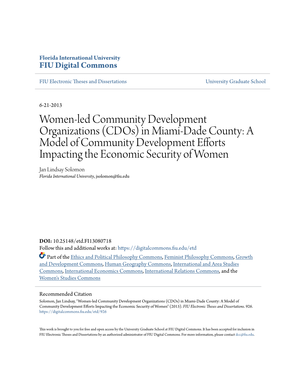 Women-Led Community Development Organizations (Cdos) In