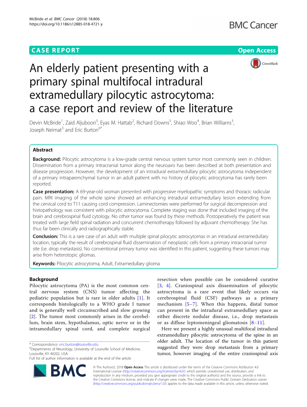 An Elderly Patient Presenting with a Primary Spinal