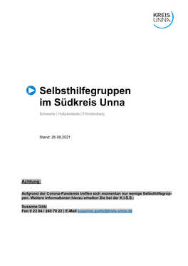 Selbsthilfegruppen Im Südkreis Unna