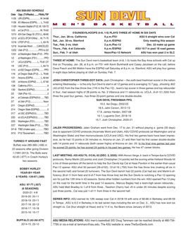 ASU Men's Basketball SID Doug Tammaro Can Be Reached Directly at 480-734- 2014-15: 23-10 7795 Or Via E-Mail at Tammaro@Asu.Edu