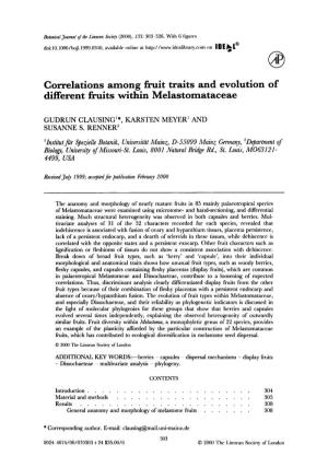Correlations Among Fruit Traits and Evolution of Different Fruits Within