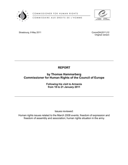 Report by Thomas Hammarberg Commissioner for Human Rights Of