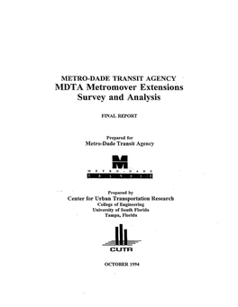 MDTA Metromover Extensions Survey and Analysis