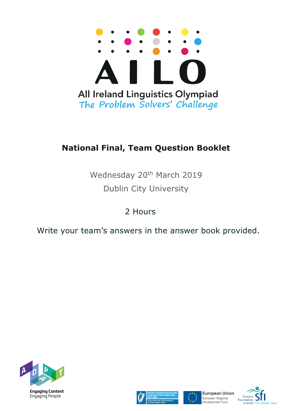 AILO 2019 Team Question Hark the Heraldry Angels Sing Sam Ahmed & Harold Somers