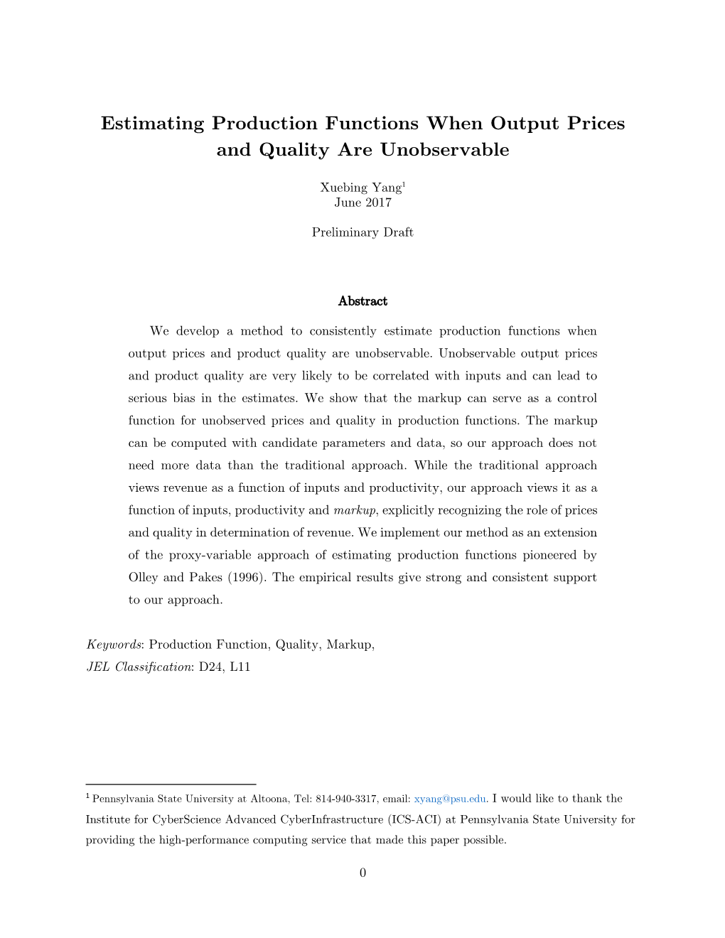 Estimating Production Functions When Output Prices and Quality Are Unobservable