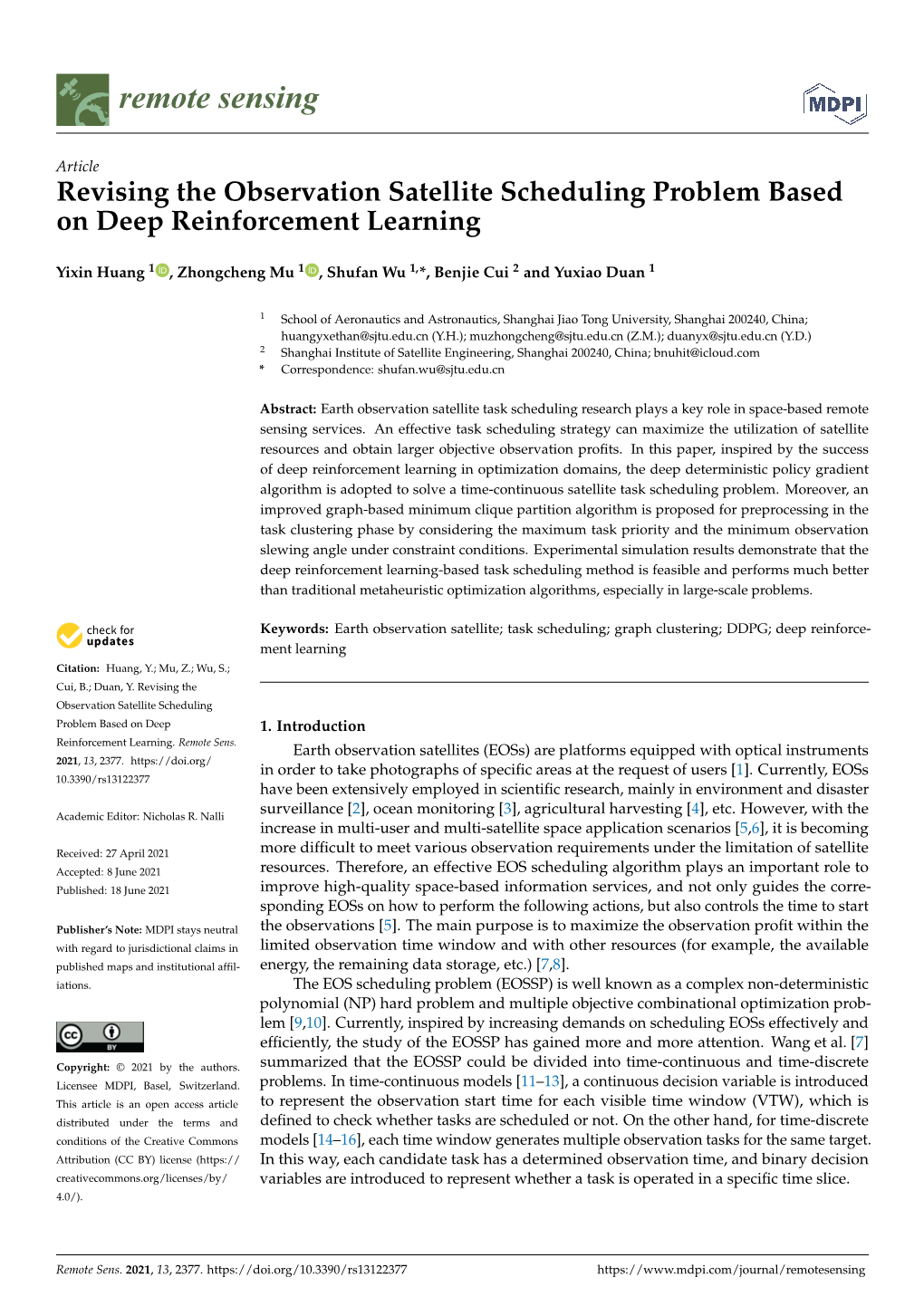 Revising the Observation Satellite Scheduling Problem Based on Deep Reinforcement Learning