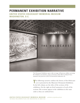 Permanent Exhibition Narrative United States Holocaust Memorial Museum Washington, D.C