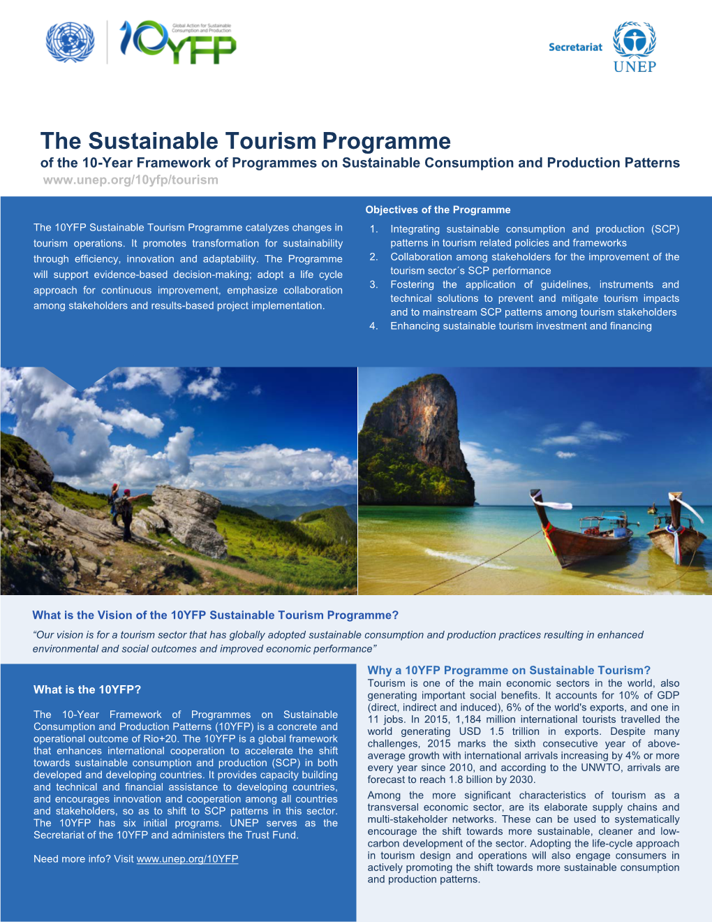 The Sustainable Tourism Programme of the 10-Year Framework of Programmes on Sustainable Consumption and Production Patterns
