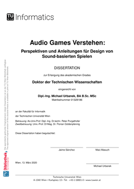 Understanding Audio Game Experiences: Perspectives and Guides for Design