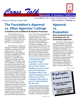 August 1995 the Foundation's Approval Approval Vs