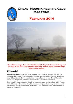 Oread Mountaineering Club Magazine February 2014