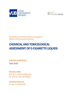 Chemical and Toxicological Assessment of E-Cigarette Liquids