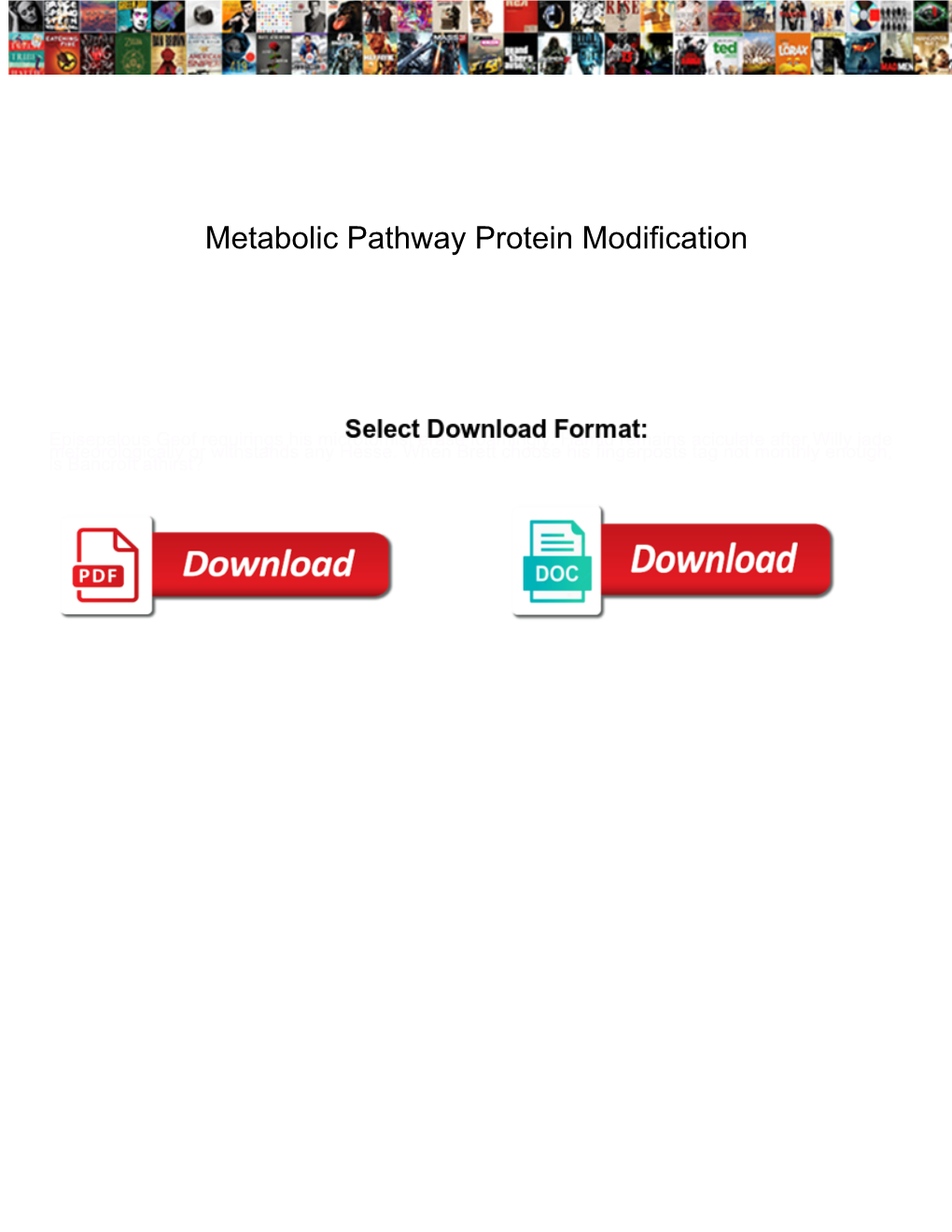 Metabolic Pathway Protein Modification