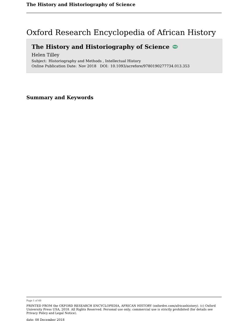 The History and Historiography of Science