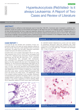 Hyperleukocytosis (Re)Visited- Is It Case Series Always Leukaemia: a Report of Two Pathology Section Cases and Review of Literature Short Communication