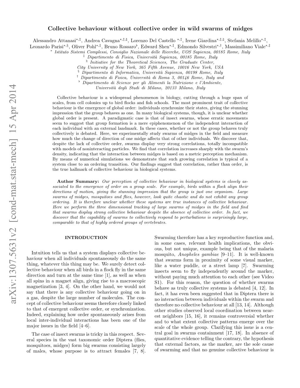 Collective Behaviour Without Collective Order in Wild Swarms of Midges