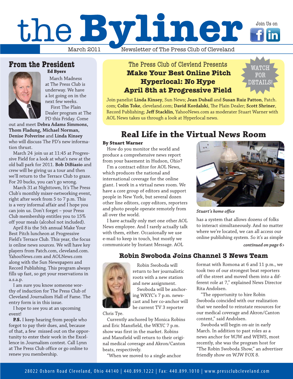 March 2011 Newsletter of the Press Club of Cleveland