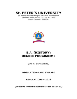 Ba (History) Degree Programme