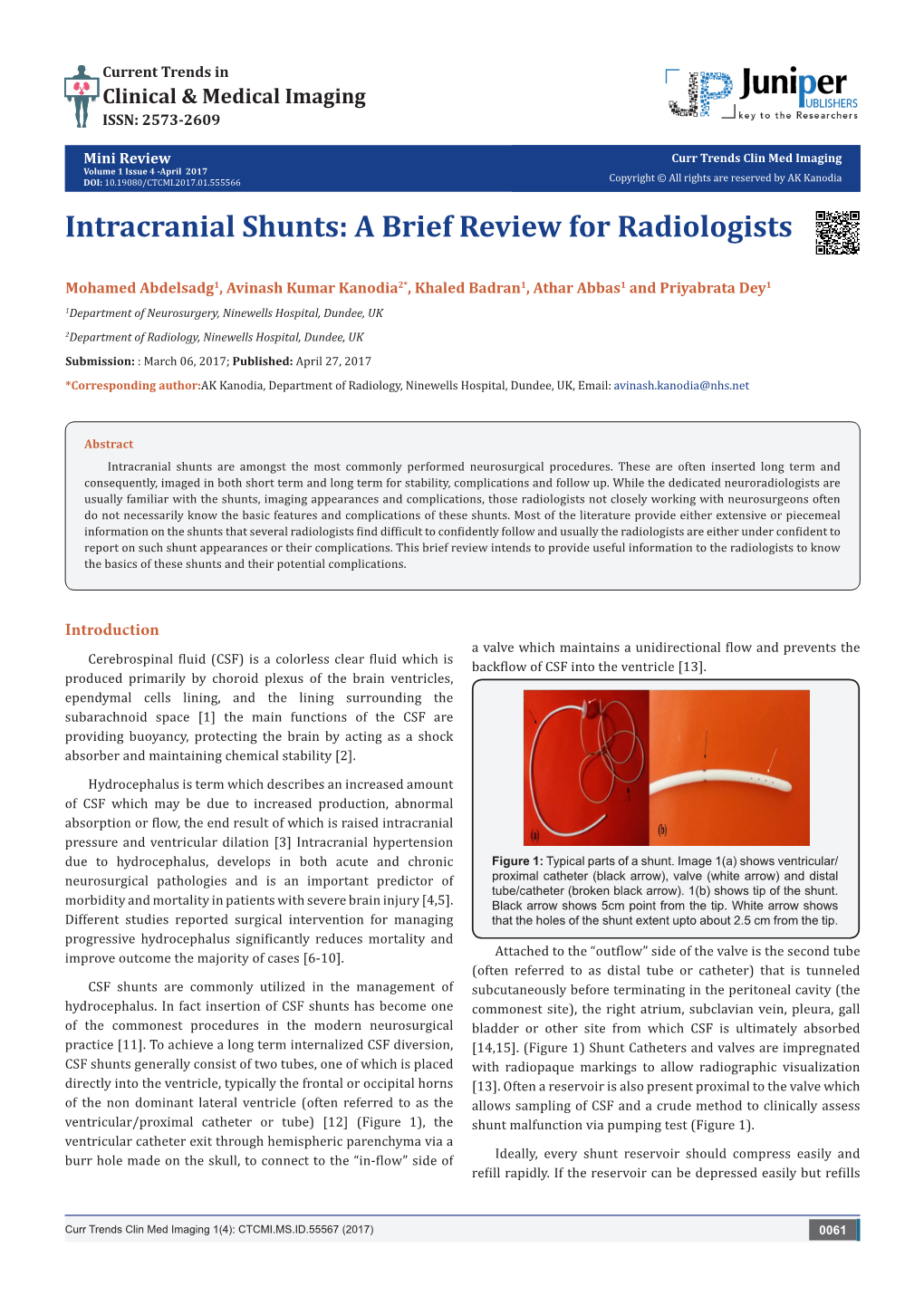 Intracranial Shunts: a Brief Review for Radiologists