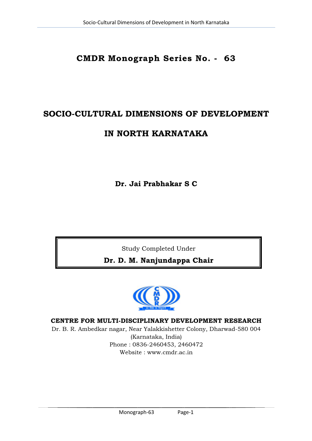Socio-Cultural Dimensions of Development in North Karnataka