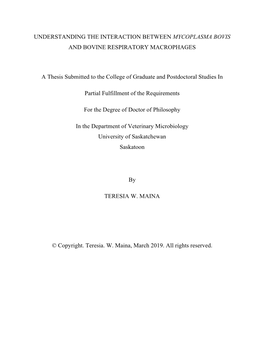 Understanding the Interaction Between Mycoplasma Bovis and Bovine Respiratory Macrophages