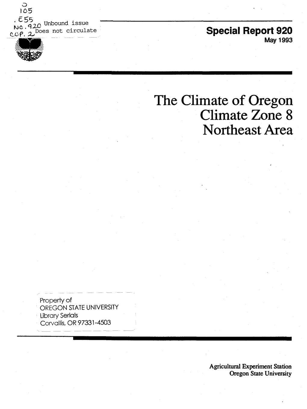 The Climate of Oregon Climate Zone 8 Northeast Area